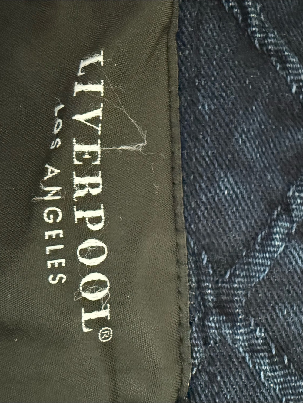 Liverpool Quilted Navy Denim Jacket with Frayed Trim - Picture 2 of 4